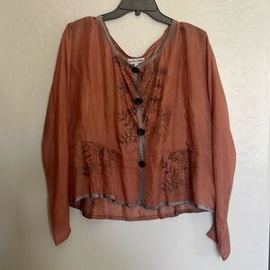 Vintage 90’s Jackie loves John silk sheer jacket / blouse